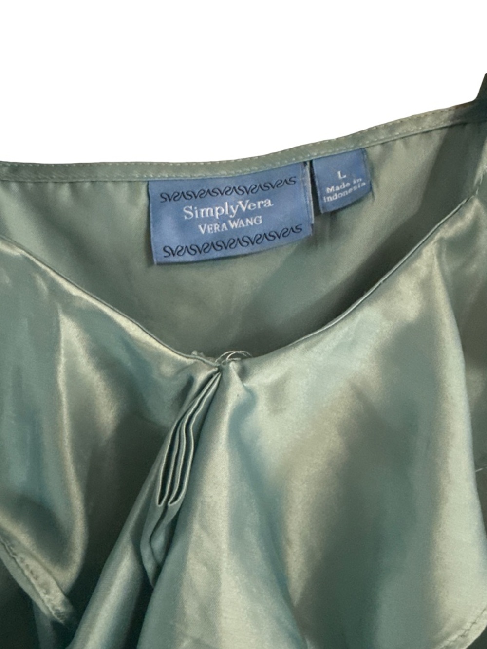 Simply Vera Vera Wang Light Seafoam Ruffle Satin Camisole - Picture 3 of 3